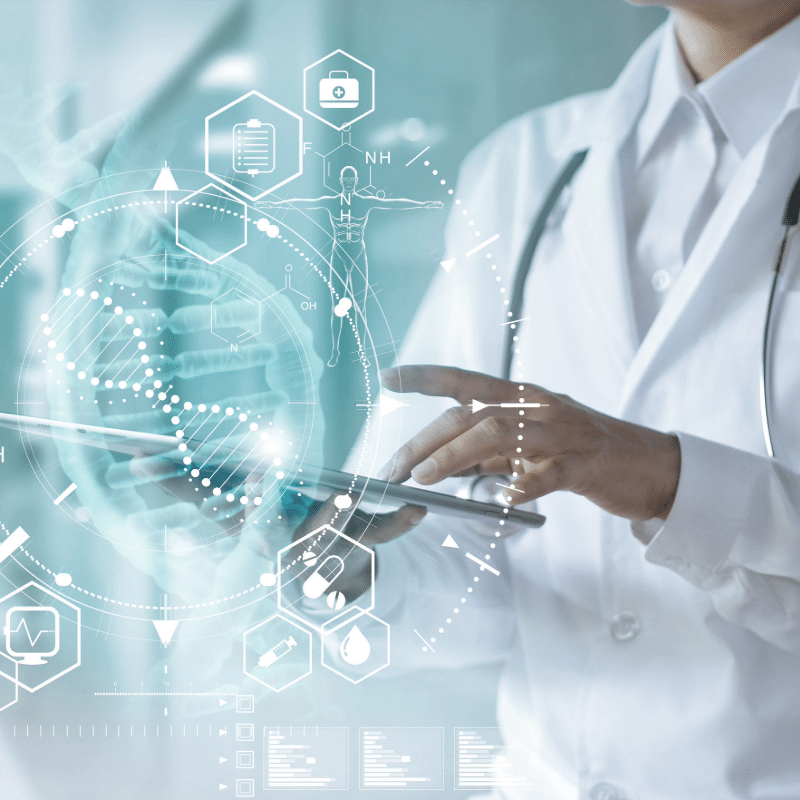Doctor using digital tablet