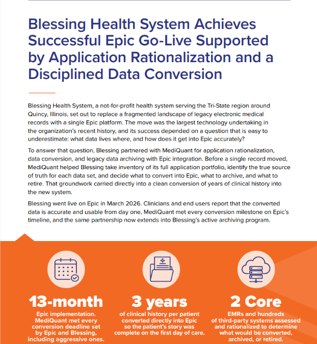Blessing Health System Achieves Successful Epic Go-Live Supported by Application Rationalization and a Disciplined Data Conversion